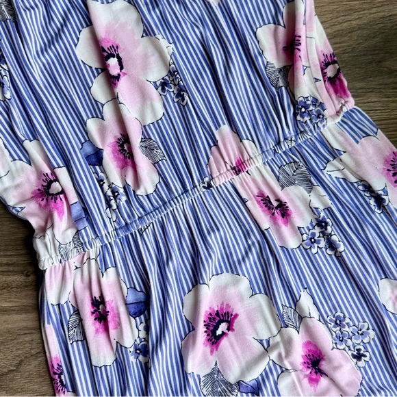 Rumi + Ryder Girls Maxi Dress Blue Stripe Floral Print Spaghetti Strap Size L - Picture 7 of 10